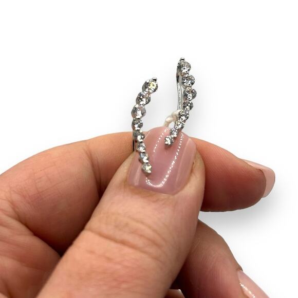 MACY'S Cubic Zirconia Ear Climber Earrings in Silver Plate crystals climbing NEW